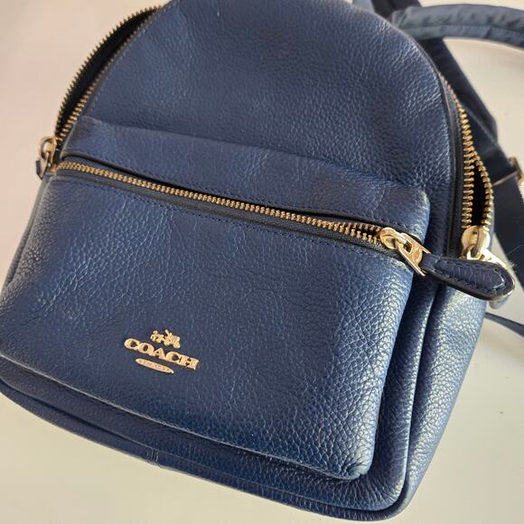Coach F38263 Mini Charlie Dark Blue Pebbled Leather Backpack Daypack - Picture 12 of 16